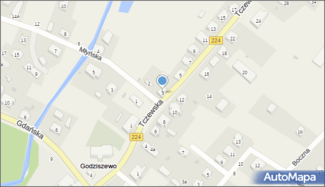 Godziszewo, Tczewska, 3, mapa Godziszewo