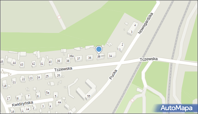 Szczecin, Tczewska, 35, mapa Szczecina