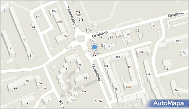Biała Podlaska, Terebelska, 51, mapa Białej Podlaskiej