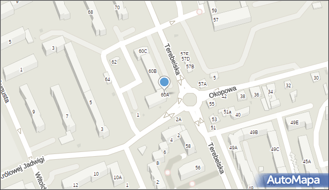 Biała Podlaska, Terebelska, 60A, mapa Białej Podlaskiej