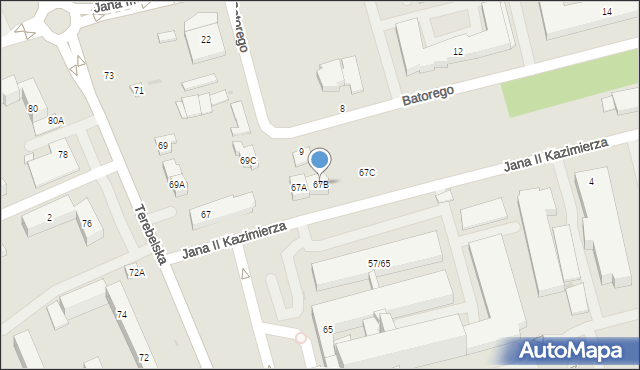 Biała Podlaska, Terebelska, 67B, mapa Białej Podlaskiej