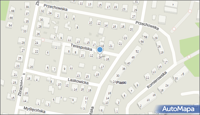 Bydgoszcz, Terespolska, 14, mapa Bydgoszczy