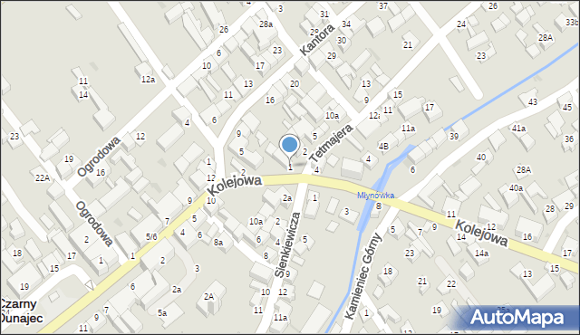 Czarny Dunajec, Tetmajera, 1, mapa Czarny Dunajec