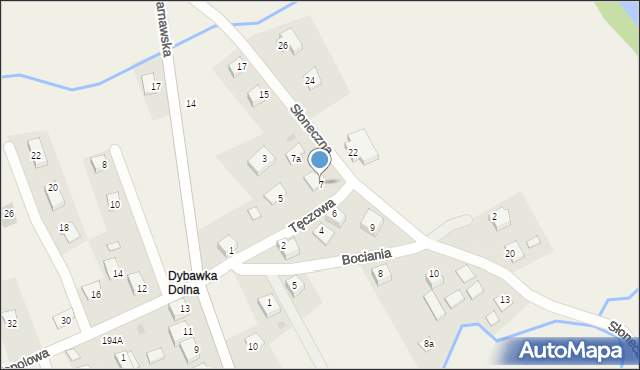 Dybawka, Tęczowa, 7, mapa Dybawka