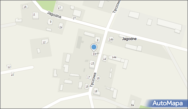 Jagodne, Tęczowa, 13, mapa Jagodne