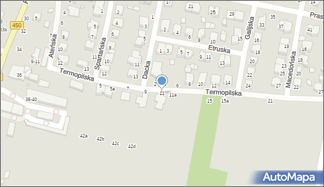 Kalisz, Termopilska, 11, mapa Kalisza