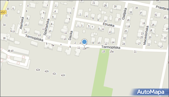 Kalisz, Termopilska, 11a, mapa Kalisza