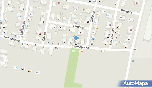 Kalisz, Termopilska, 12, mapa Kalisza