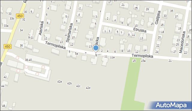 Kalisz, Termopilska, 9, mapa Kalisza