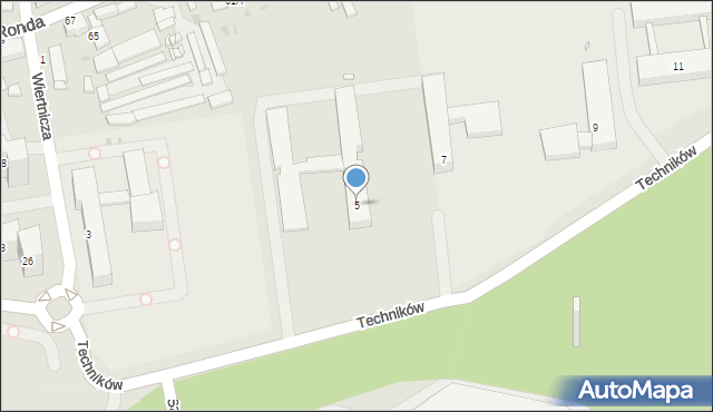 Katowice, Techników, 5, mapa Katowic