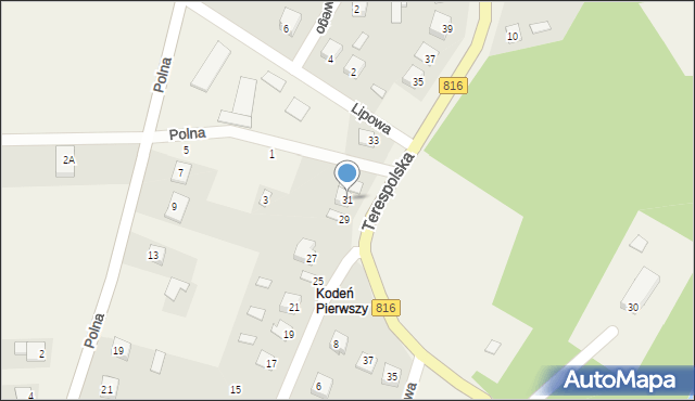 Kodeń, Terespolska, 31, mapa Kodeń