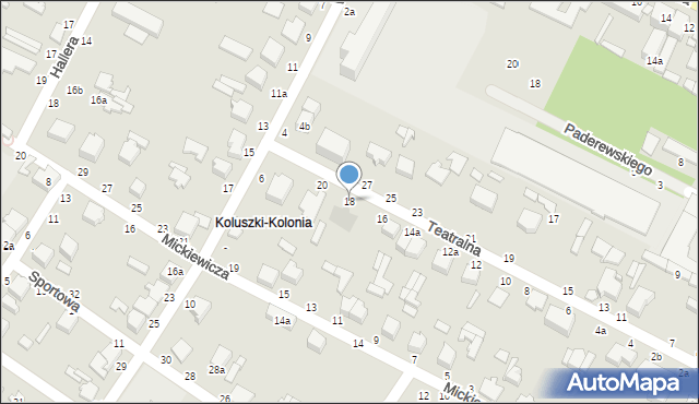 Koluszki, Teatralna, 18, mapa Koluszki