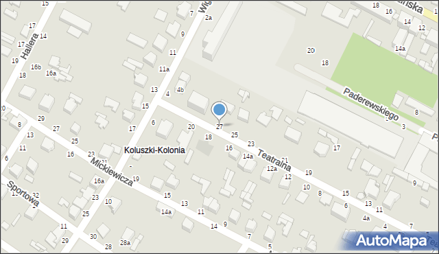 Koluszki, Teatralna, 27, mapa Koluszki