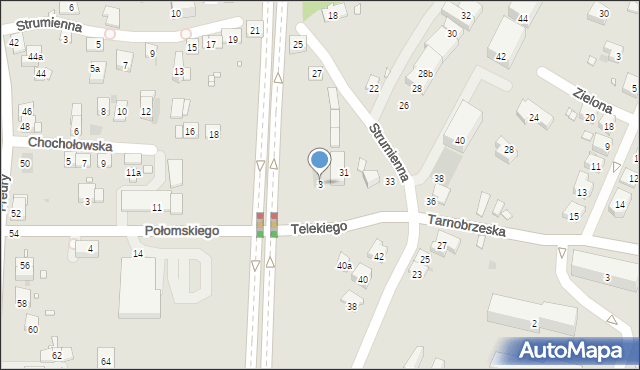 Kraków, Telekiego Pála, 3, mapa Krakowa