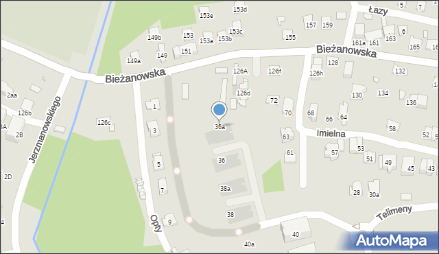 Kraków, Telimeny, 36a, mapa Krakowa