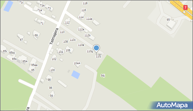 Kraków, Tetmajera Włodzimierza, 110h, mapa Krakowa