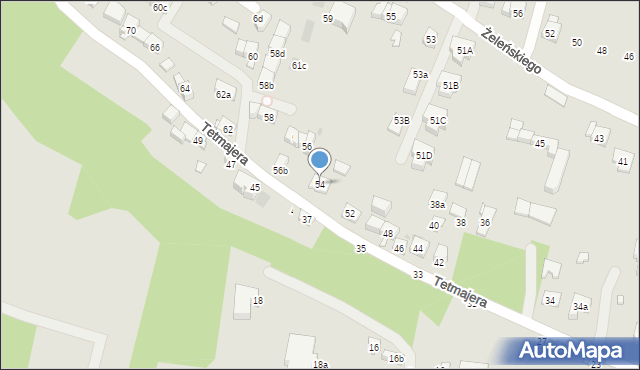 Kraków, Tetmajera Włodzimierza, 54, mapa Krakowa