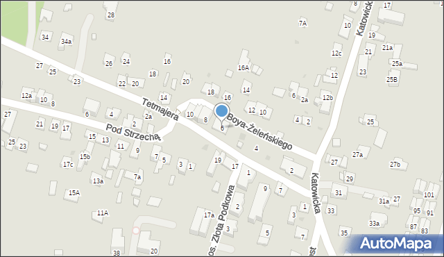 Kraków, Tetmajera Włodzimierza, 6, mapa Krakowa