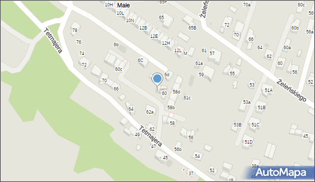 Kraków, Tetmajera Włodzimierza, 60a, mapa Krakowa