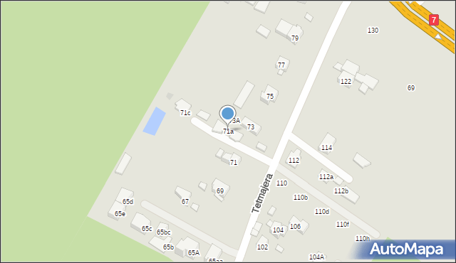 Kraków, Tetmajera Włodzimierza, 71a, mapa Krakowa
