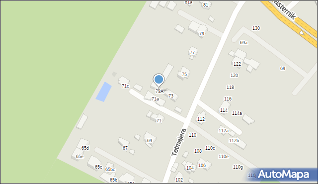 Kraków, Tetmajera Włodzimierza, 73A, mapa Krakowa