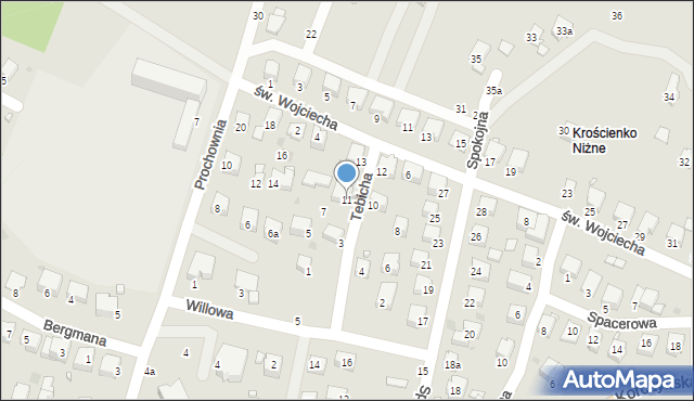 Krosno, Tebicha Piotra, 11, mapa Krosna