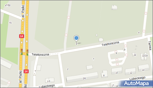 Łódź, Telefoniczna, 2, mapa Łodzi
