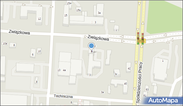 Lublin, Techniczna, 3, mapa Lublina