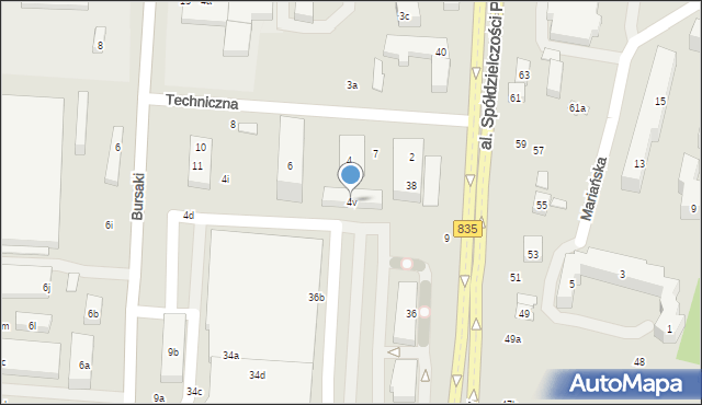 Lublin, Techniczna, 4v, mapa Lublina