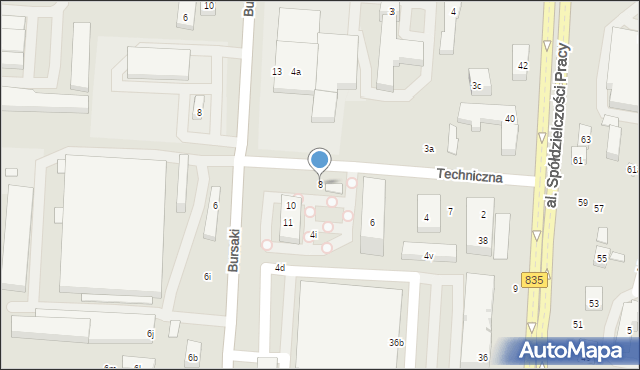 Lublin, Techniczna, 8, mapa Lublina