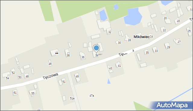 Mikówiec, Tęczowa, 34, mapa Mikówiec