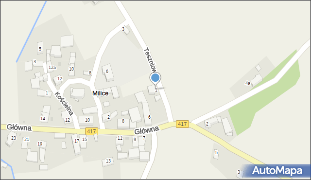 Milice, Teszniowska, 1, mapa Milice