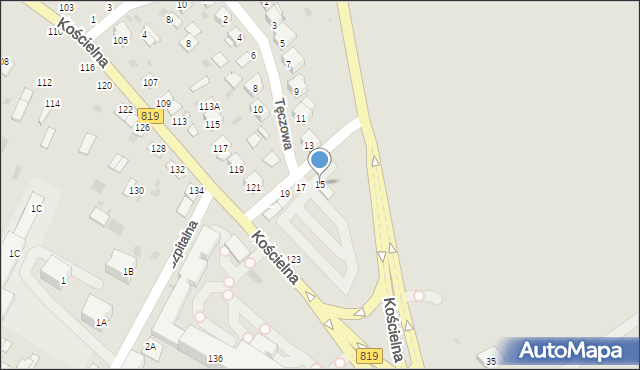 Parczew, Tęczowa, 15, mapa Parczew