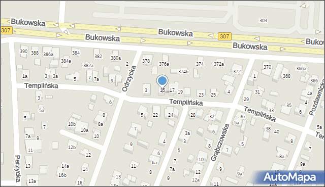 Poznań, Templińska, 15a, mapa Poznania