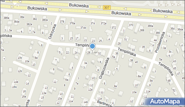 Poznań, Templińska, 30, mapa Poznania