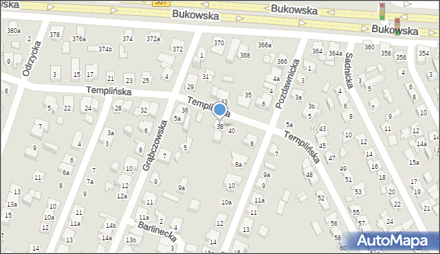 Poznań, Templińska, 38, mapa Poznania