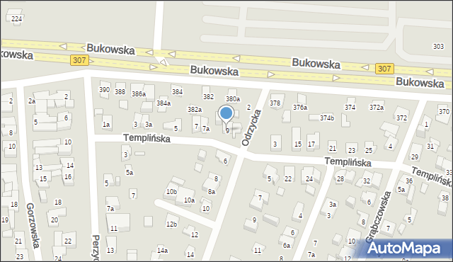 Poznań, Templińska, 9, mapa Poznania