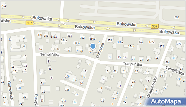 Poznań, Templińska, 9a, mapa Poznania