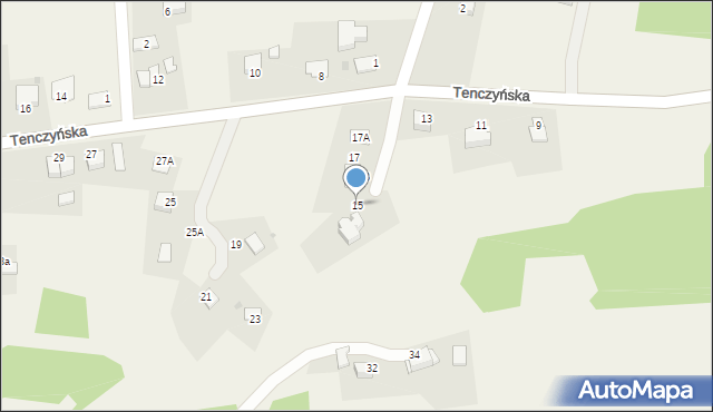 Regulice, Tenczyńska, 15, mapa Regulice