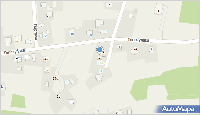 Regulice, Tenczyńska, 17, mapa Regulice