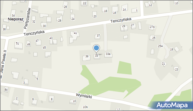 Regulice, Tenczyńska, 33, mapa Regulice