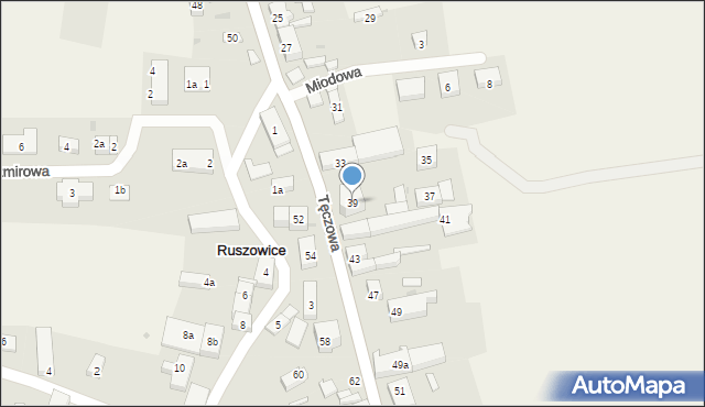 Ruszowice, Tęczowa, 39, mapa Ruszowice