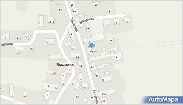 Ruszowice, Tęczowa, 39, mapa Ruszowice