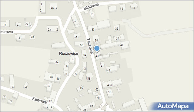 Ruszowice, Tęczowa, 43, mapa Ruszowice