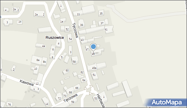 Ruszowice, Tęczowa, 49, mapa Ruszowice