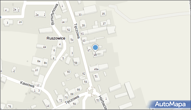 Ruszowice, Tęczowa, 49, mapa Ruszowice