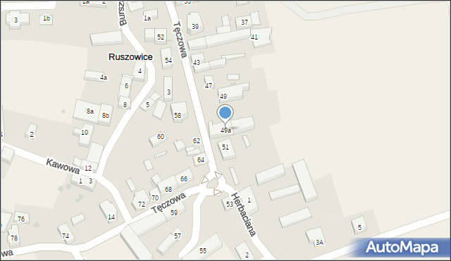 Ruszowice, Tęczowa, 49a, mapa Ruszowice