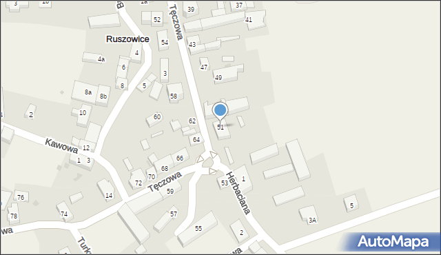 Ruszowice, Tęczowa, 51, mapa Ruszowice