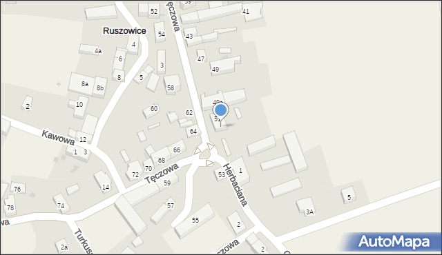 Ruszowice, Tęczowa, 51A, mapa Ruszowice