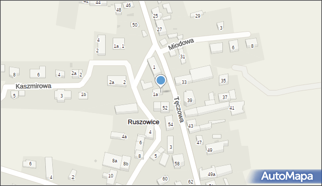 Ruszowice, Tęczowa, 52a, mapa Ruszowice